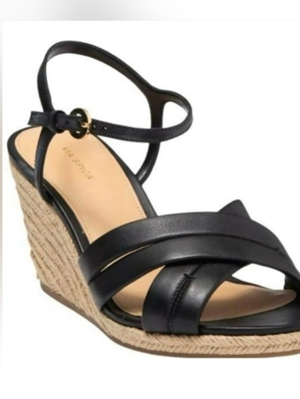 NEW Via Spiga Inna Espadrille Wedge Sandal Black